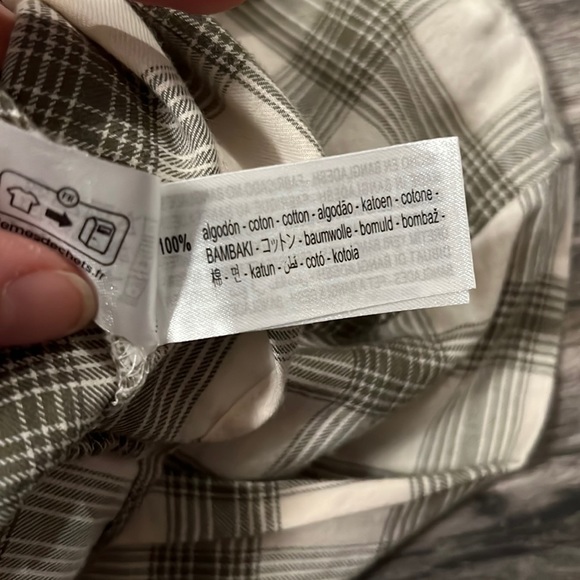 Zara cotton shirt baby boy 12-18 months new plaid khaki ecru - Picture 7 of 9